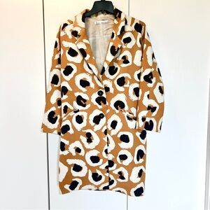 Abstract Leopard Print Long Blazer Coat